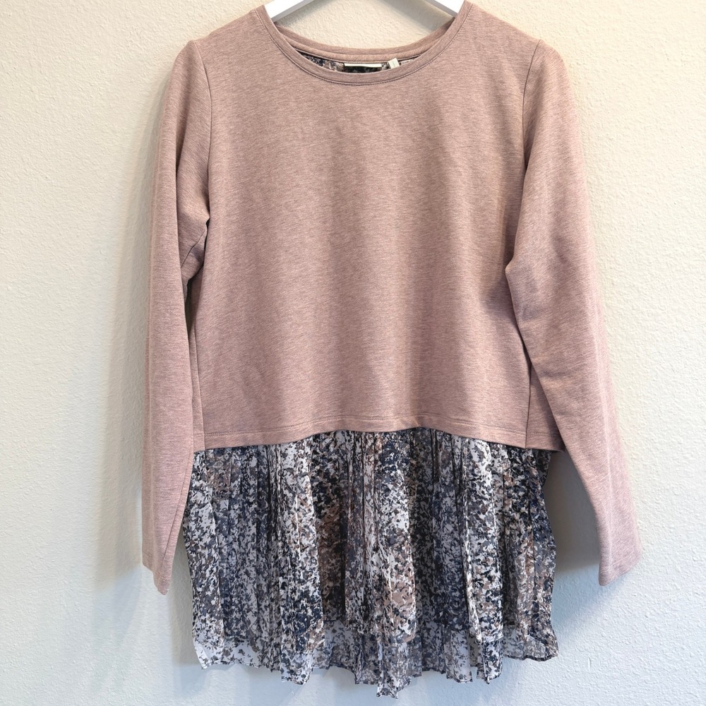 LOGO Lounge Mixed Media Tunic Top Women's Small Brown‎ Floral Snake Print